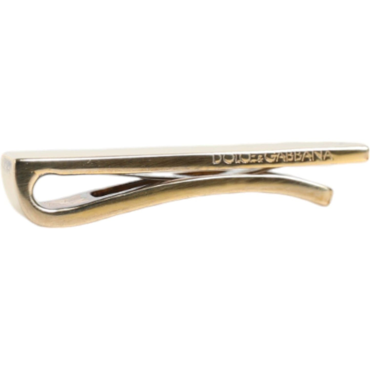 Dolce & Gabbana Gold Tone Brass Logo Branded Men Tie Clip Bar Dolce & Gabbana