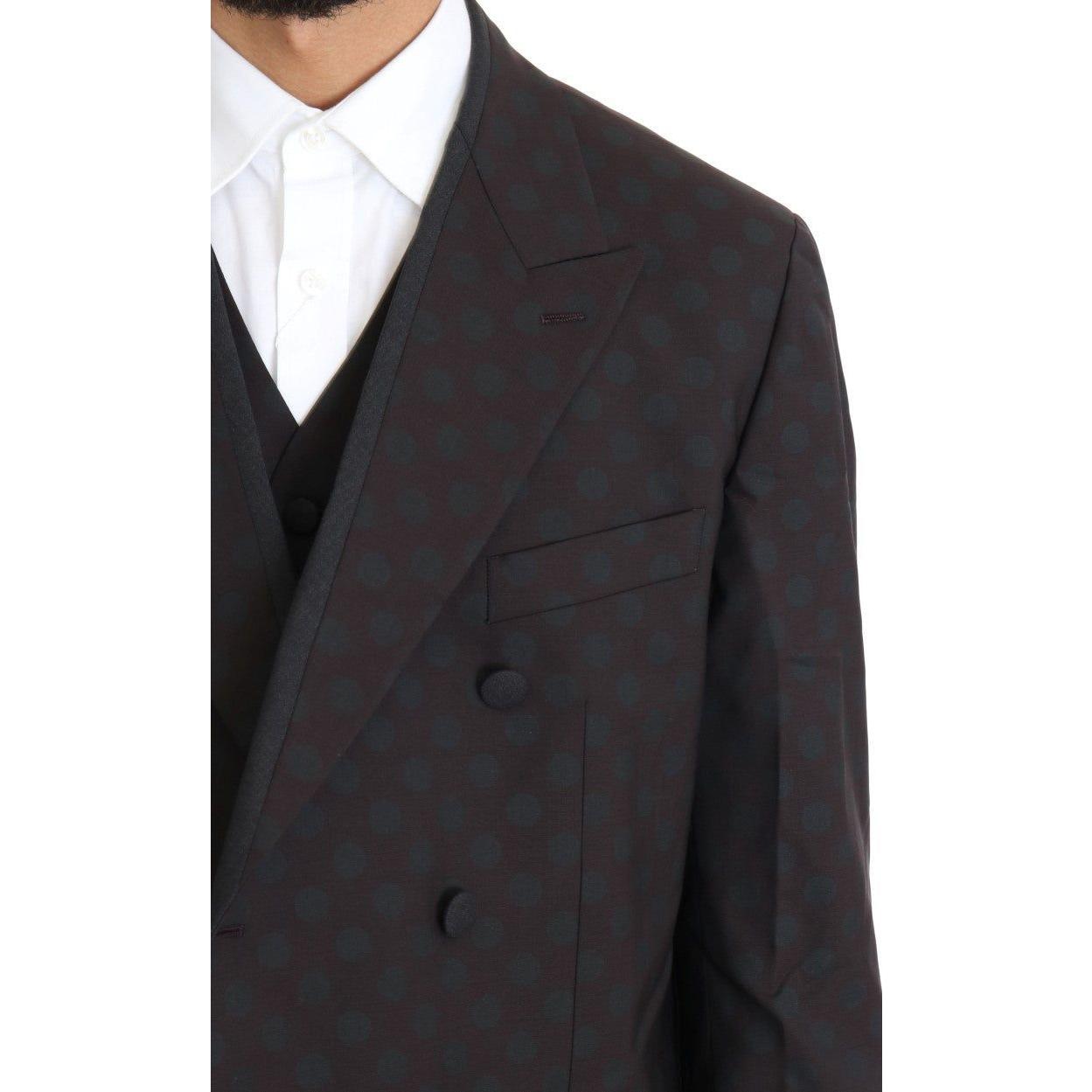 Dolce & Gabbana Elegant Bordeaux Polka Dot Wool Suit Suit Dolce & Gabbana