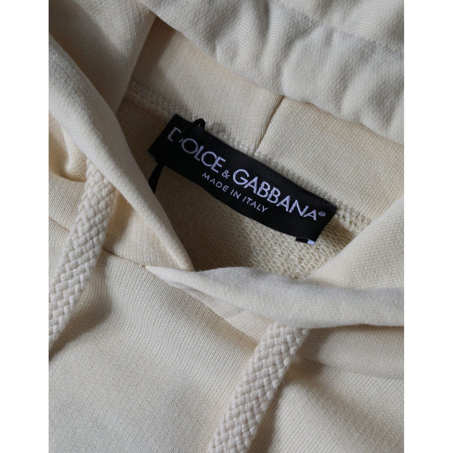 Dolce & Gabbana Off White Cotton Hooded Pullover Sweater Dolce & Gabbana