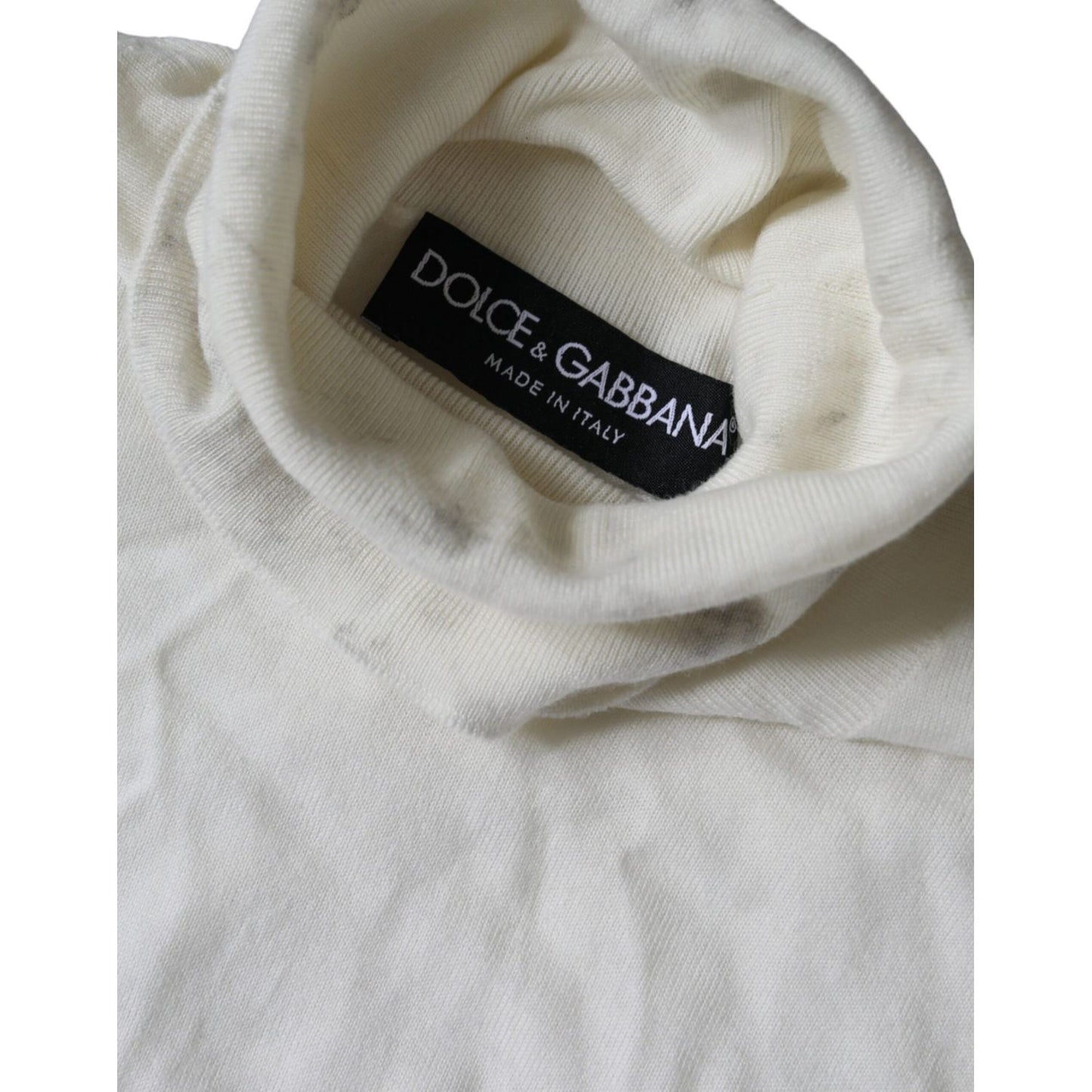 Dolce & Gabbana Off White Wool Turtle Neck Pullover Sweater Dolce & Gabbana