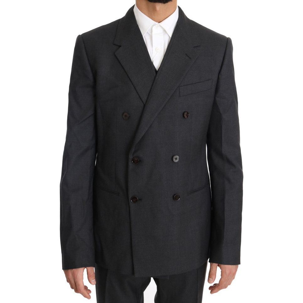 Dolce & Gabbana Elegant Gray Double Breasted Wool Silk Suit Dolce & Gabbana