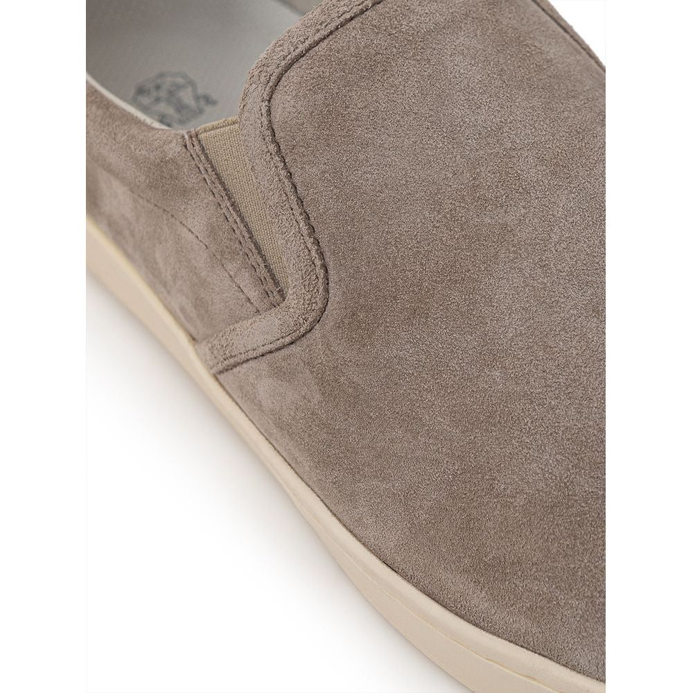 Brunello Cucinelli Gray Leather Sneaker Brunello Cucinelli