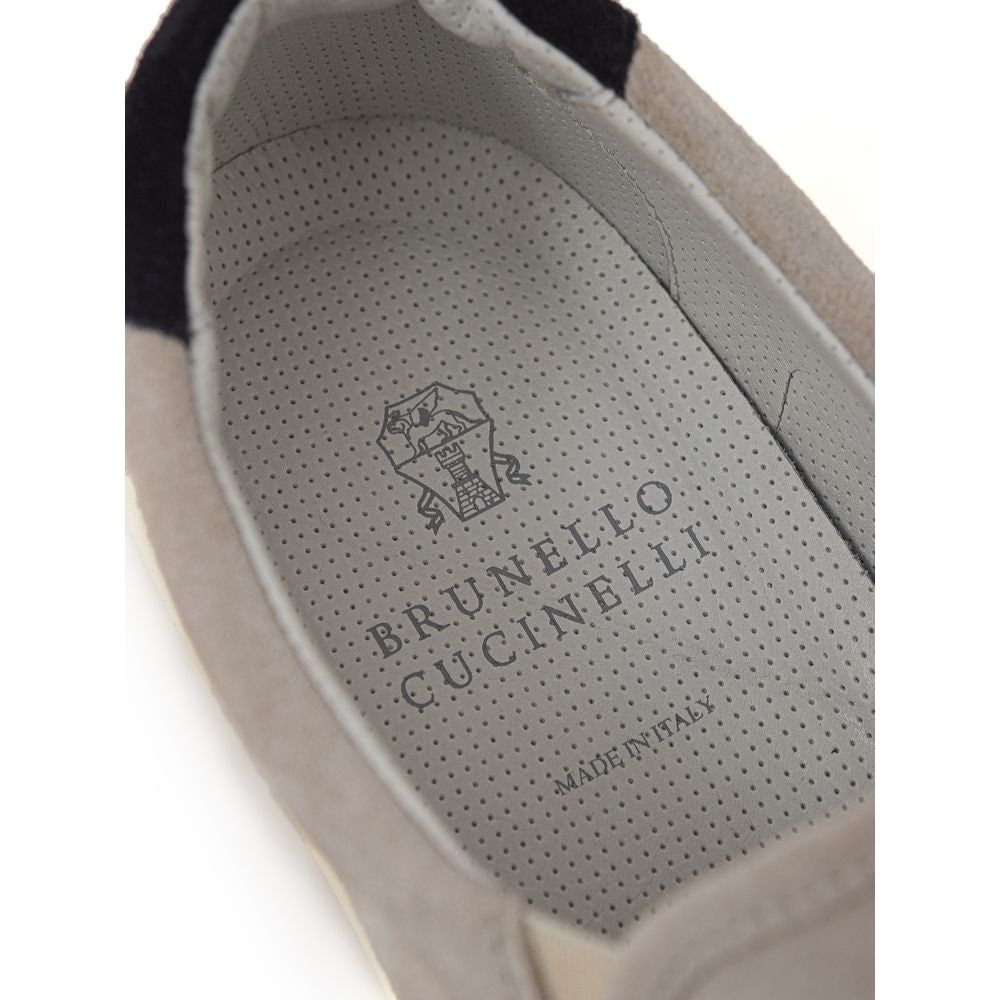 Brunello Cucinelli Gray Leather Sneaker Brunello Cucinelli