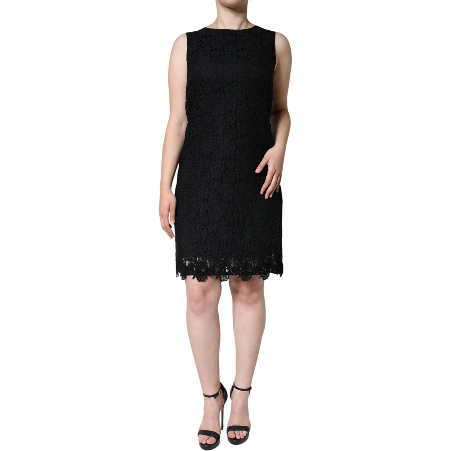 Dolce & Gabbana Black Floral Lace Sheath Sleeveless Mini Dress Dolce & Gabbana