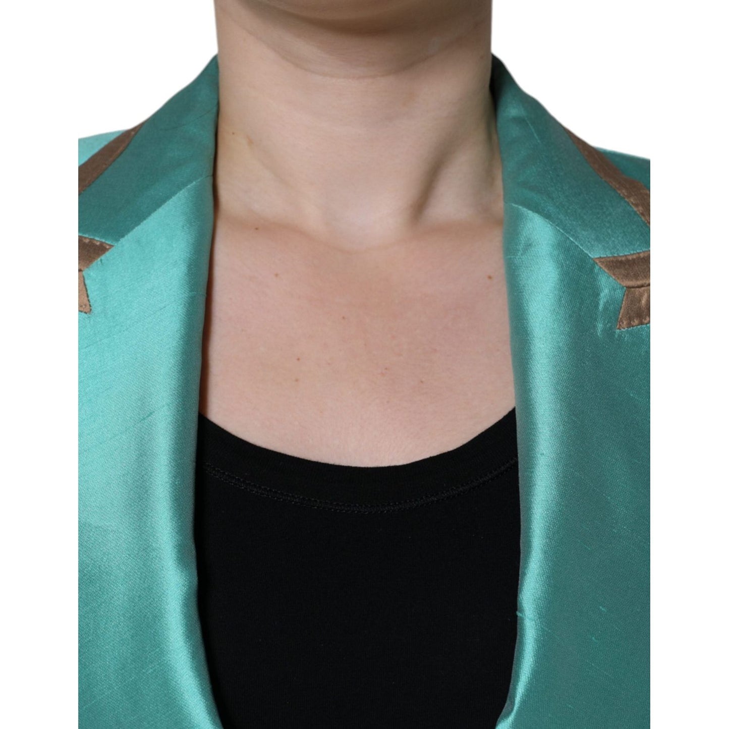 Dolce & Gabbana Metallic Green Single Breasted Blazer Jacket Dolce & Gabbana