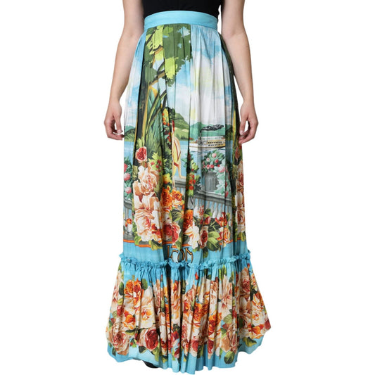 Dolce & Gabbana Multicolor Floral Cotton High Waist A-line Skirt Dolce & Gabbana