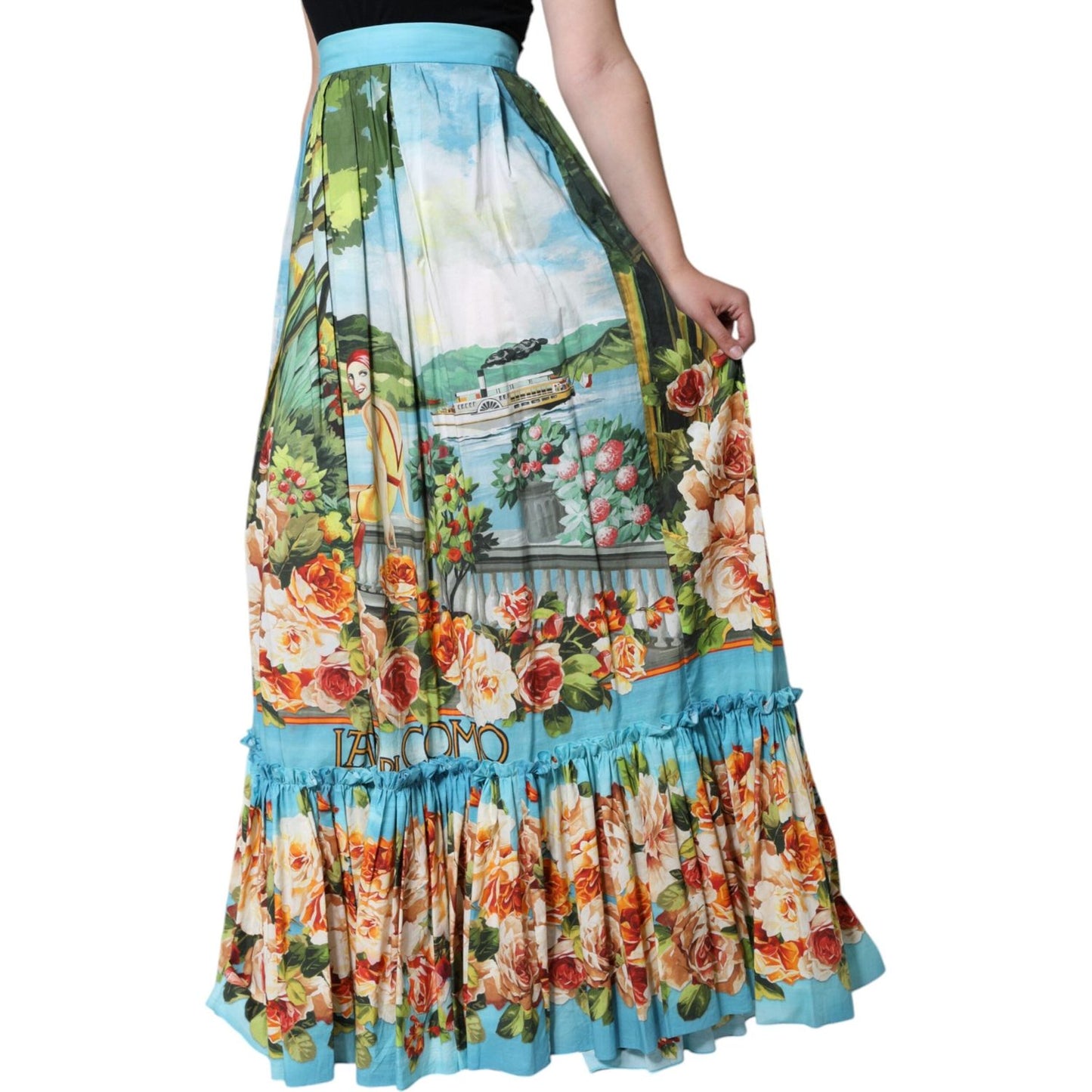 Dolce & Gabbana Multicolor Floral Cotton High Waist A-line Skirt Dolce & Gabbana