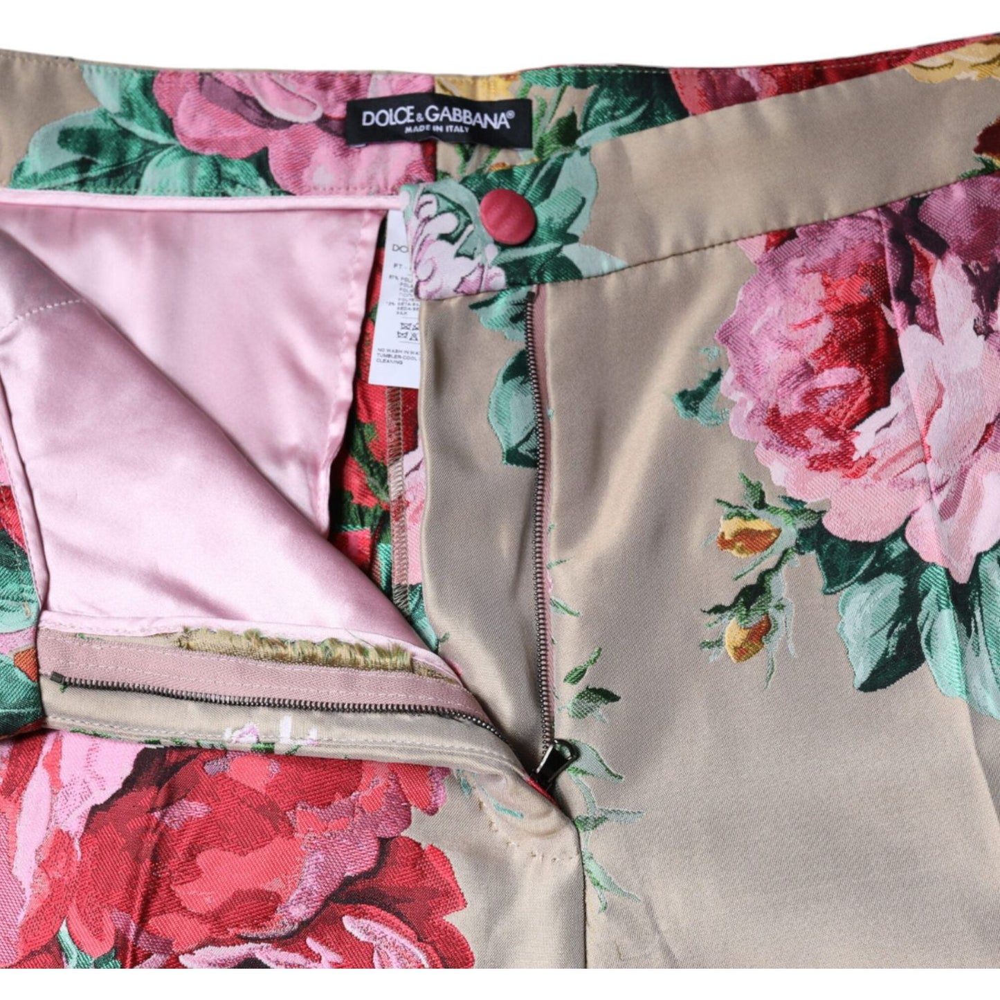 Dolce & Gabbana Beige Floral Jacquard High Waist Tapered Pants Dolce & Gabbana