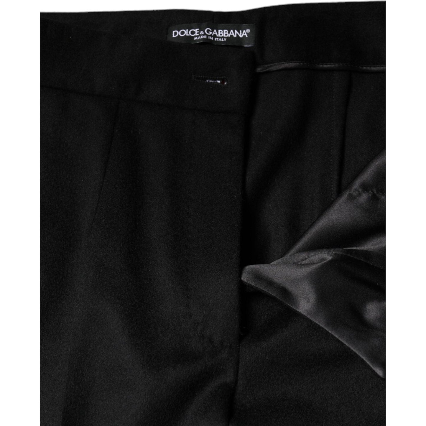 Dolce & Gabbana Black Cashmere Mid Waist Women Boot Cut Pants Dolce & Gabbana