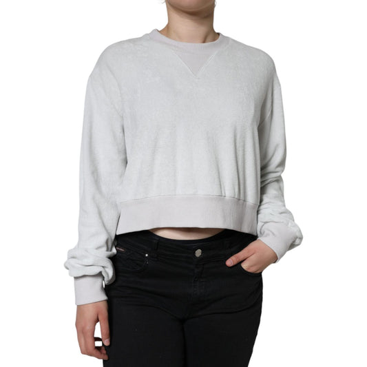 Dolce & Gabbana White Nylon Stretch Crew Neck Pullover Sweater Dolce & Gabbana