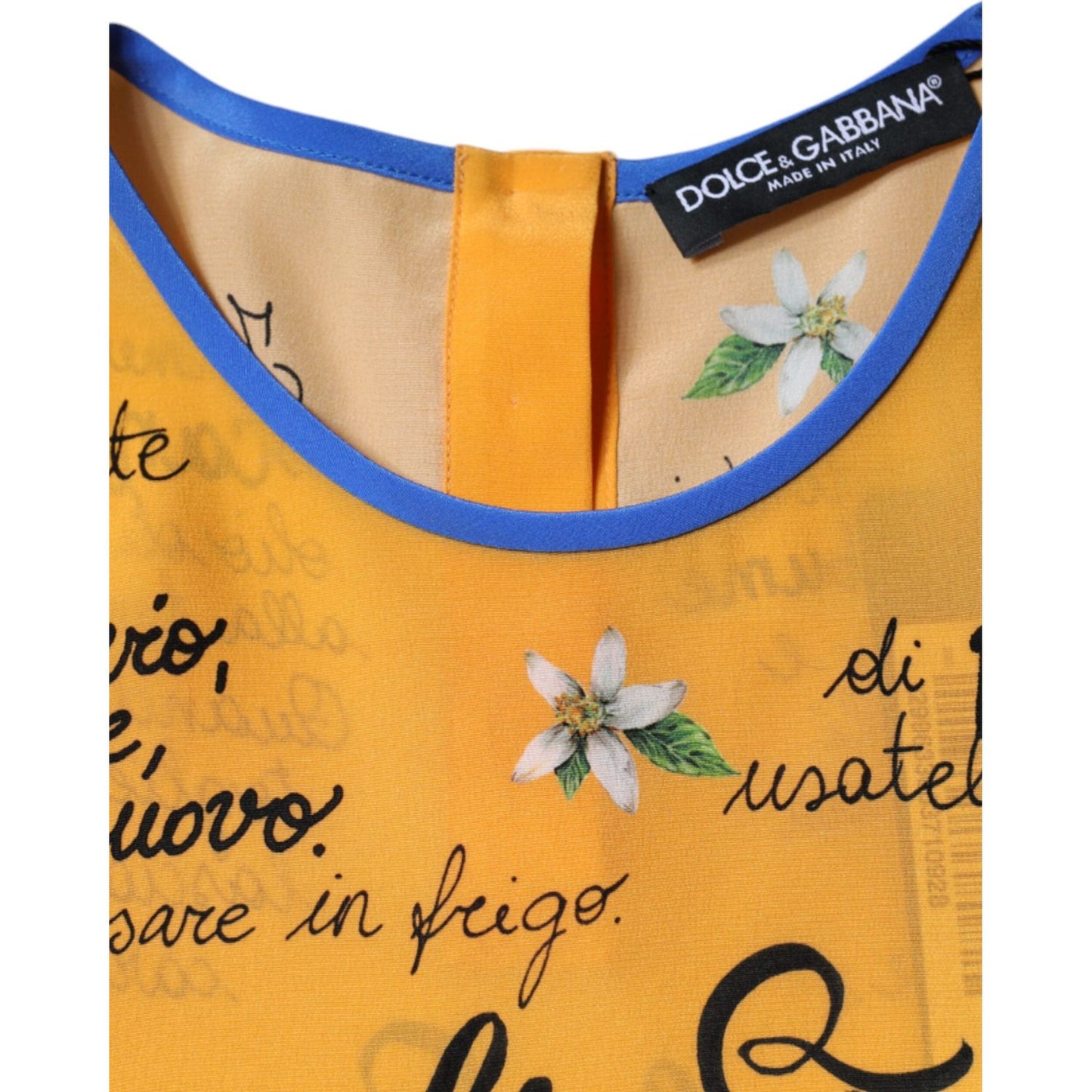 Dolce & Gabbana Orange Silk Cannoli Siciliana Print Short Sleeves Top Dolce & Gabbana