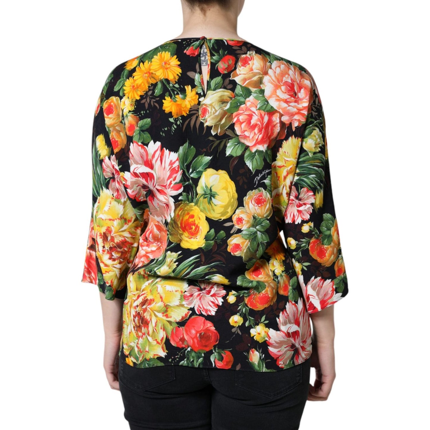 Dolce & Gabbana Multicolor Floral Viscose Round Neck Blouse Top Dolce & Gabbana