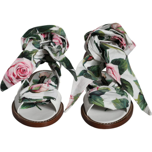 Dolce & Gabbana Multicolor Floral Print Ankle Wrap Sandals Shoes Dolce & Gabbana