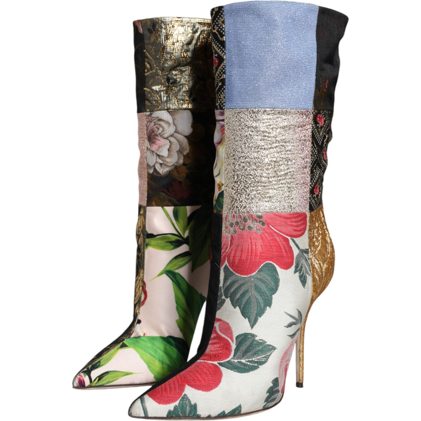 Dolce & Gabbana Multicolor Patchwork Print Heeled Boots Shoes Dolce & Gabbana