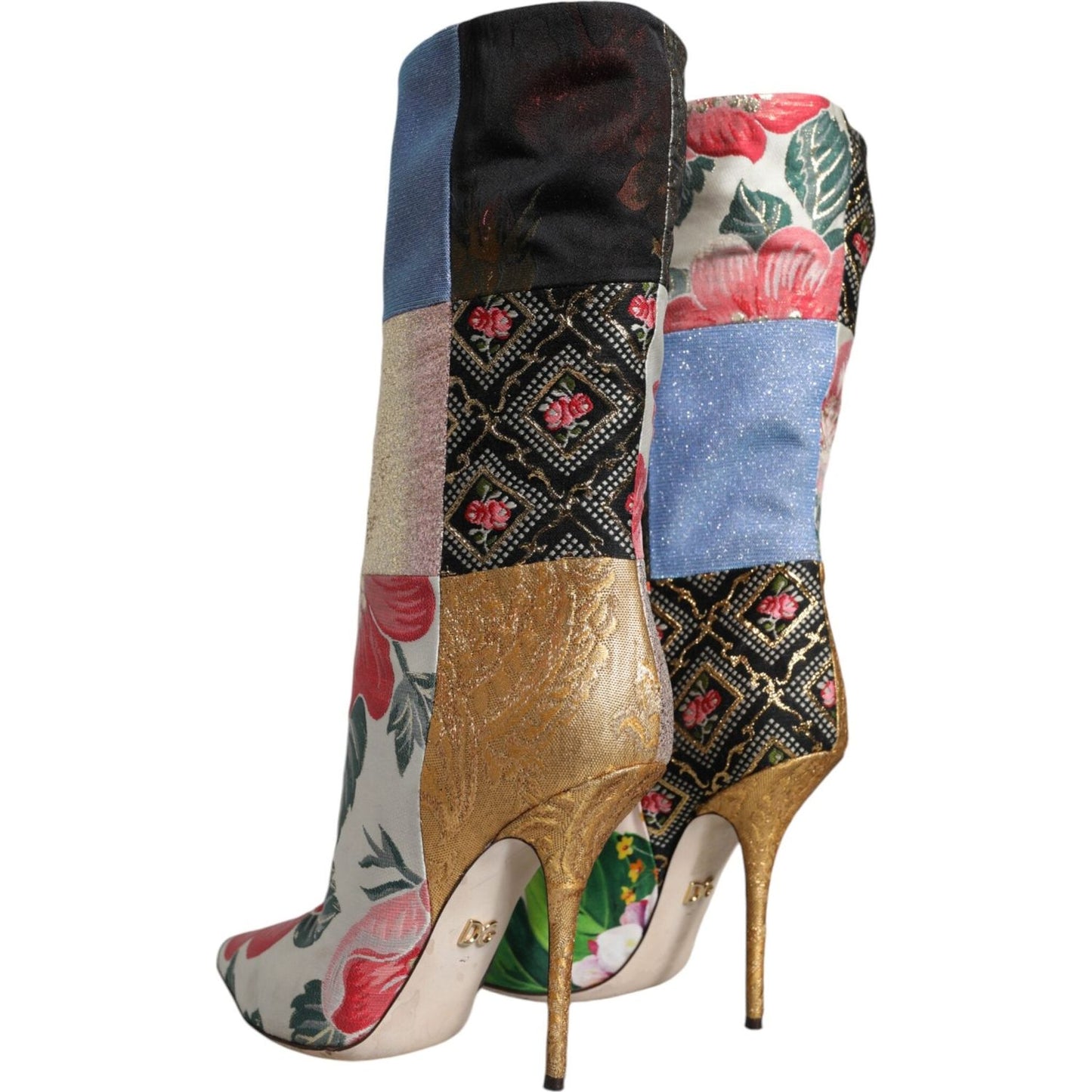 Dolce & Gabbana Multicolor Patchwork Print Heeled Boots Shoes Dolce & Gabbana