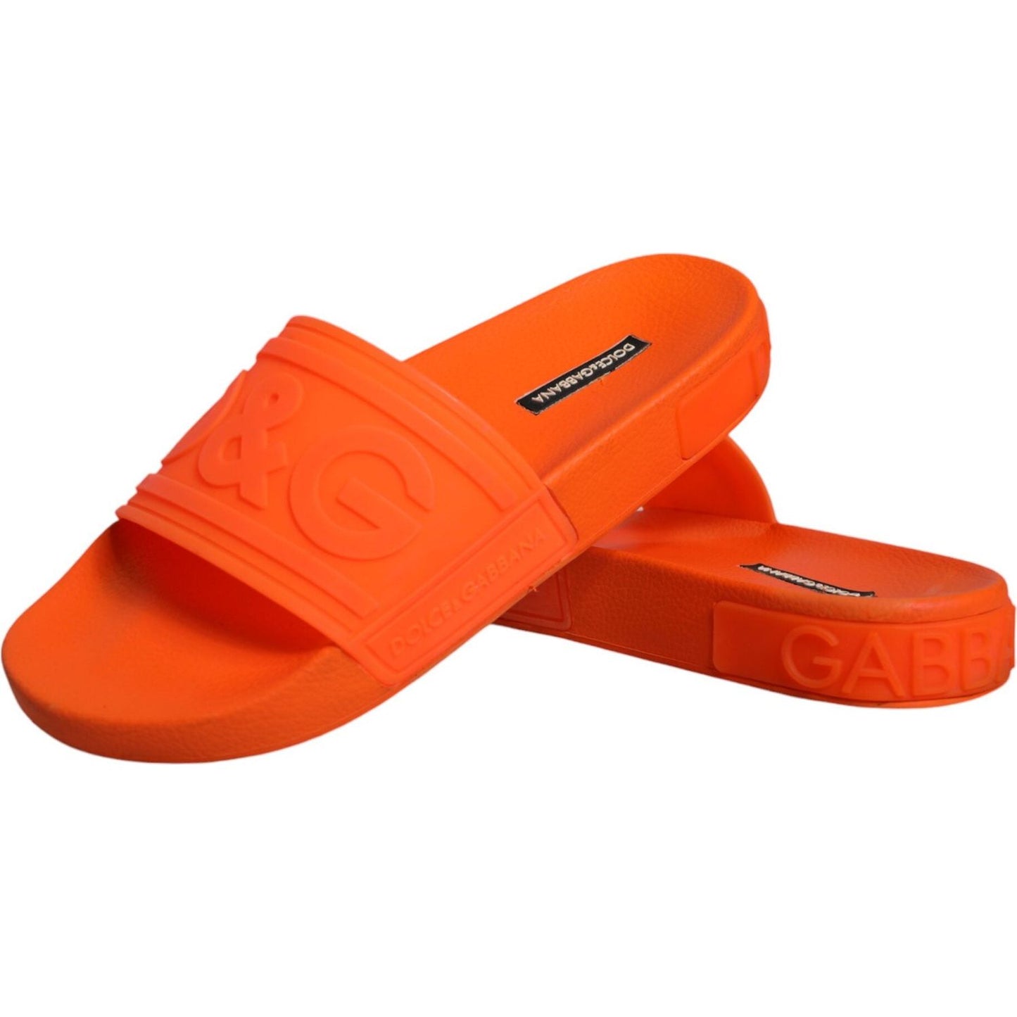 Dolce & Gabbana Orange Rubber Slides Sandals Beachwear Shoes Dolce & Gabbana