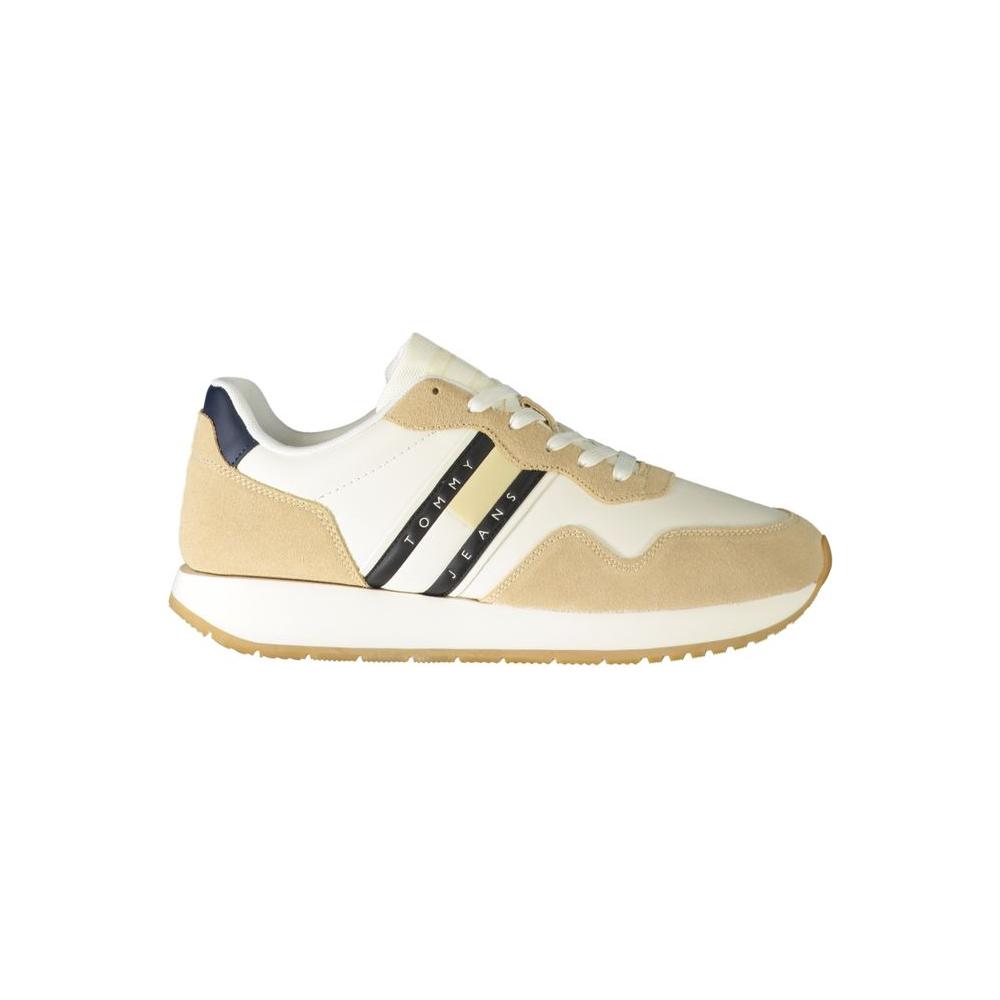 Tommy Hilfiger Beige Leather Men Sneaker