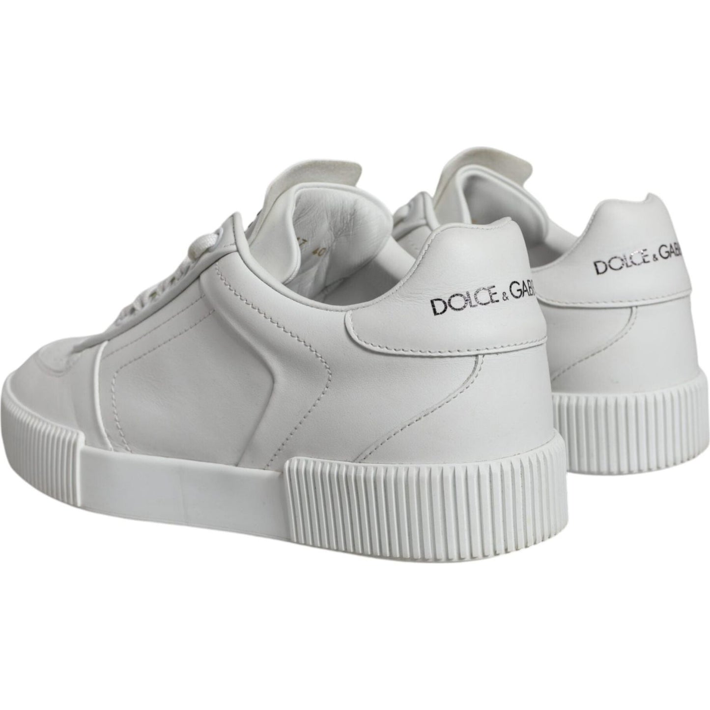 Dolce & Gabbana White Calfskin Leather Miami Low Top Sneakers Shoes Dolce & Gabbana