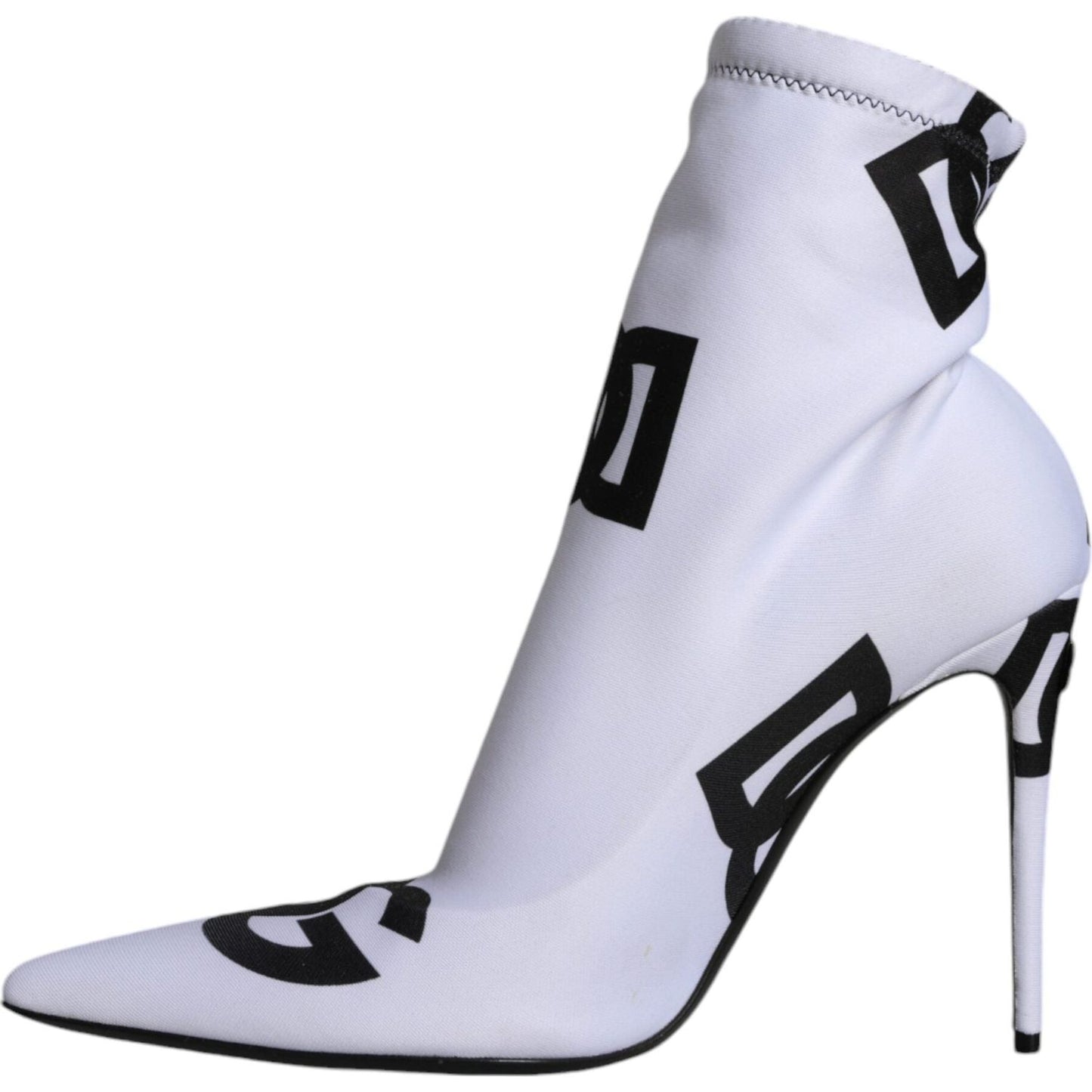 Dolce & Gabbana White Logo Stretch Heels Ankle Boots Shoes Dolce & Gabbana