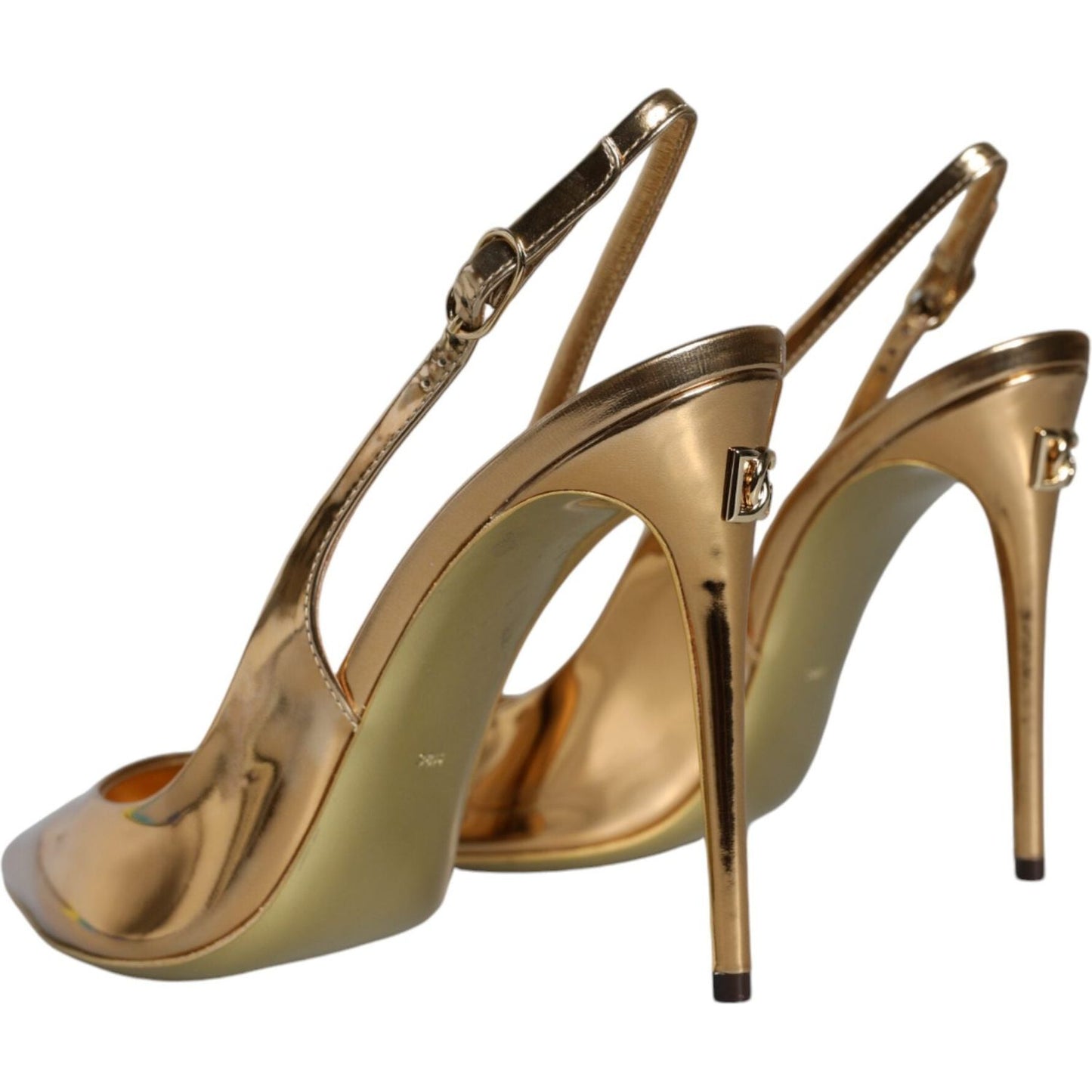 Dolce & Gabbana Gold Patent Leather Heels Slingback Shoes Dolce & Gabbana