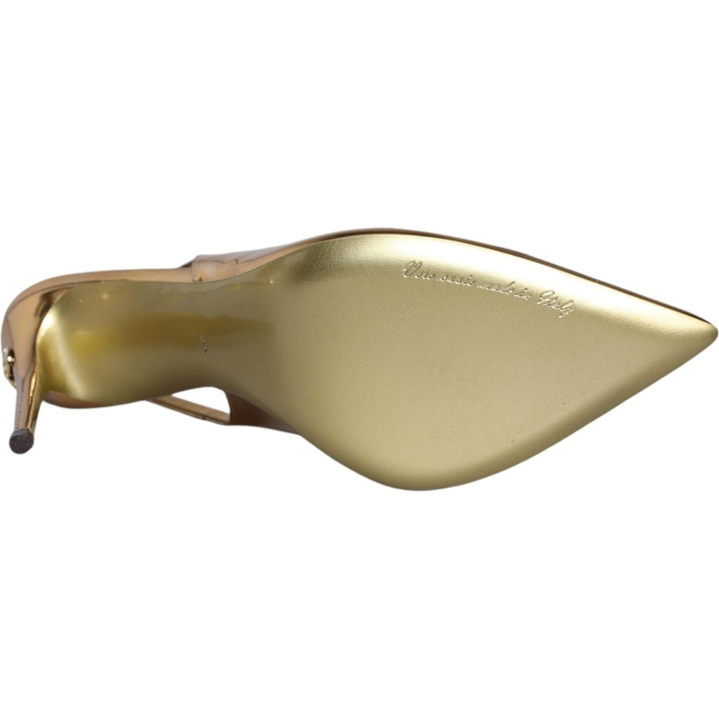 Dolce & Gabbana Gold Patent Leather Heels Slingback Shoes Dolce & Gabbana