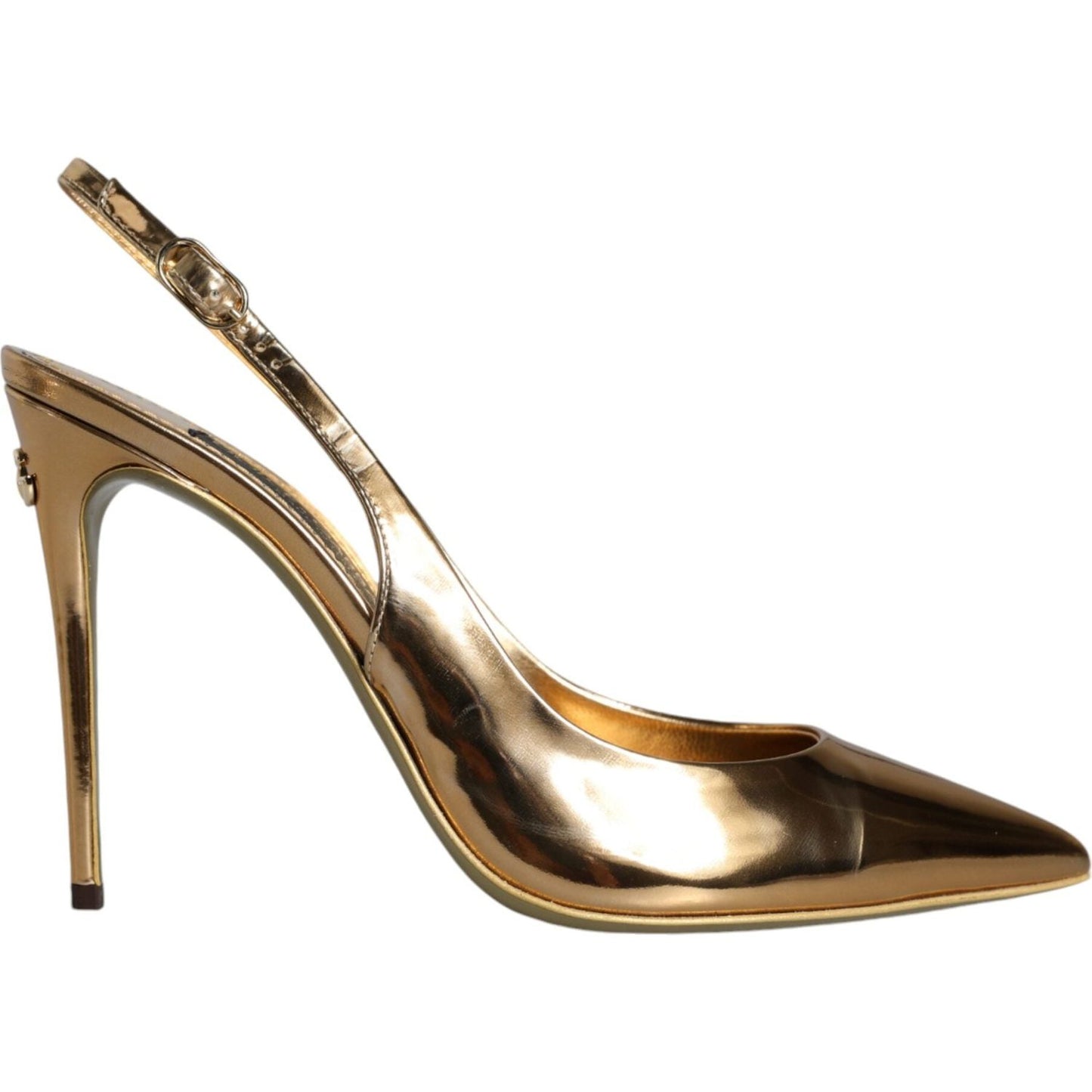 Dolce & Gabbana Gold Patent Leather Heels Slingback Shoes Dolce & Gabbana