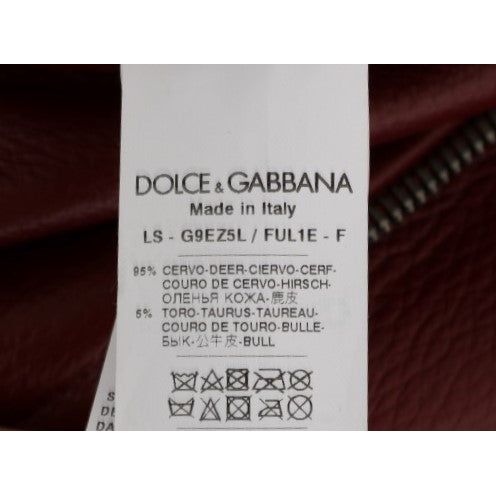 Dolce & Gabbana Radiant Red Leather Biker Motorcycle Jacket Coats & Jackets Dolce & Gabbana