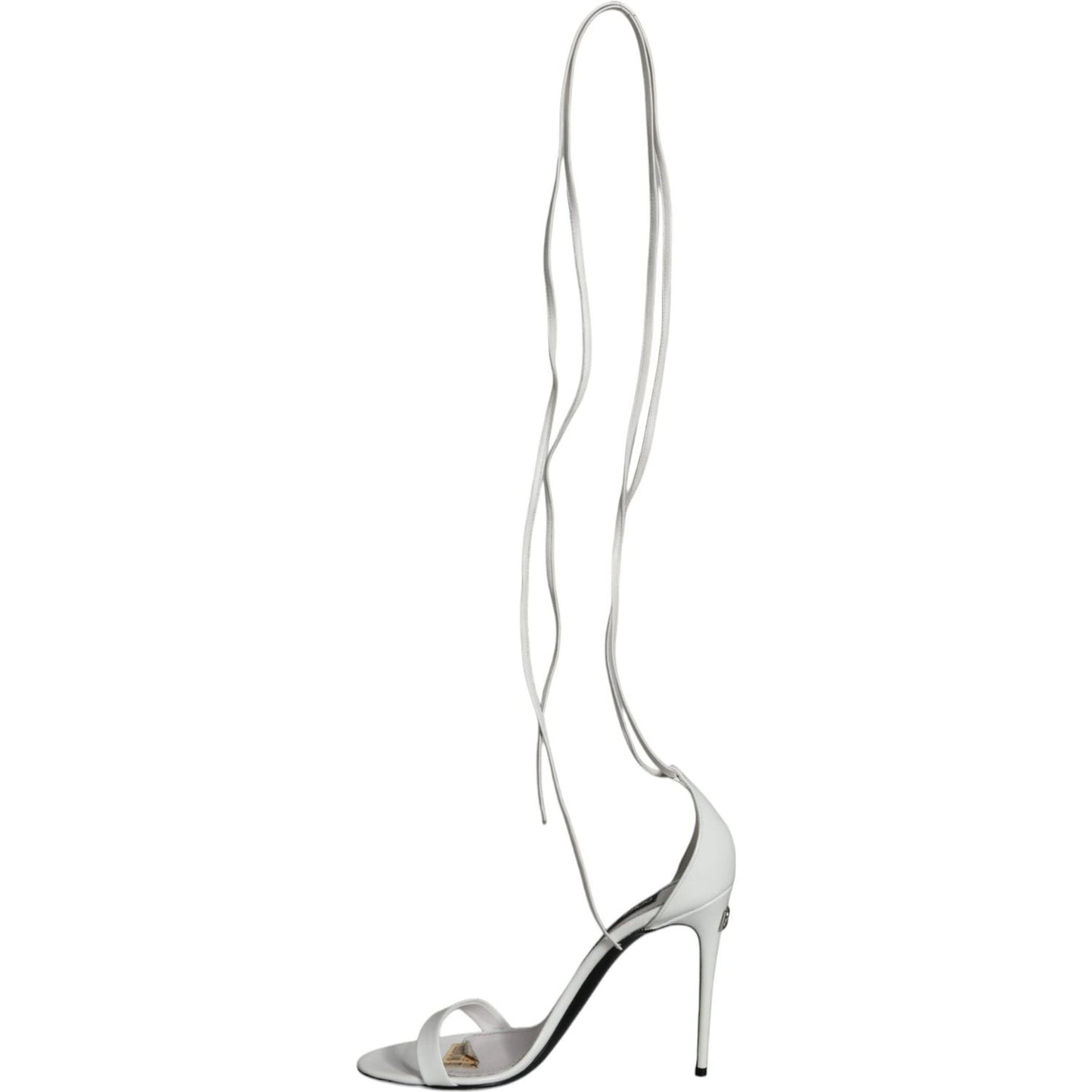 Dolce & Gabbana White Leather High Heels Sandals Shoes Dolce & Gabbana