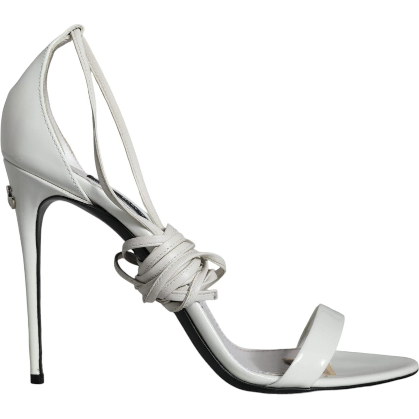 Dolce & Gabbana White Leather High Heels Sandals Shoes Dolce & Gabbana