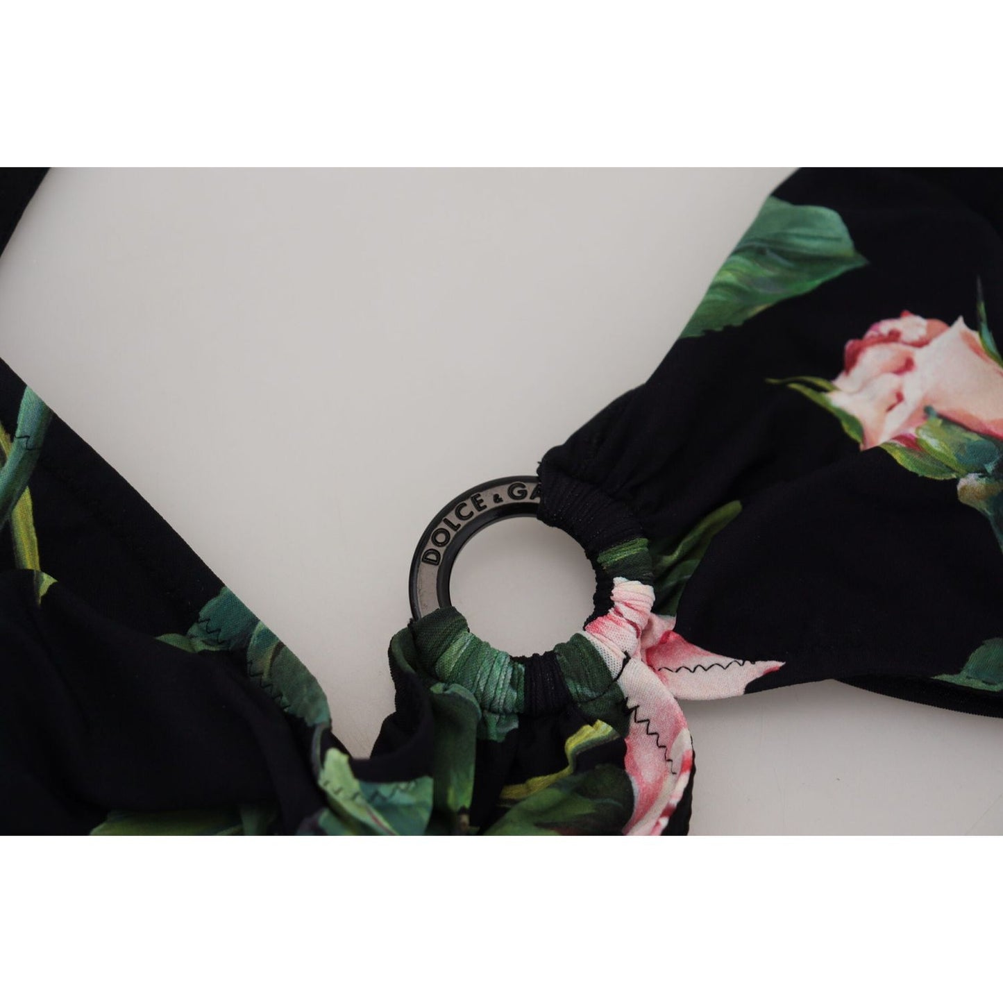 Dolce & Gabbana Black Rose Halter Beachwear Swimwear Bikini Top Dolce & Gabbana