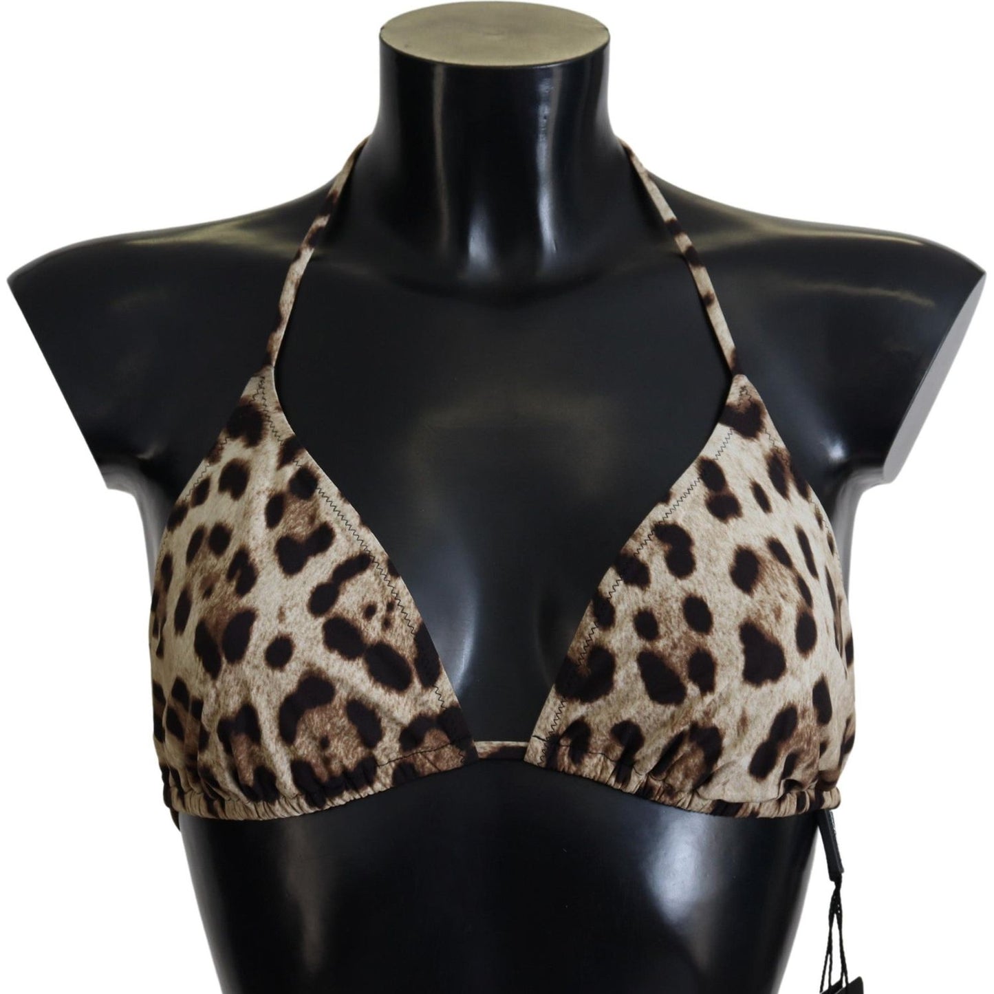 Dolce & Gabbana Brown Leopard Halter Beachwear Swimwear Bikini Top Dolce & Gabbana