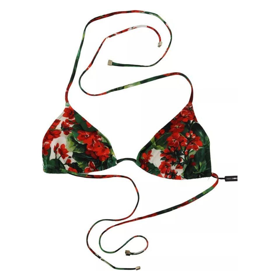 Dolce & Gabbana Multicolor Geranium Halter Beachwear Bikini Top Dolce & Gabbana