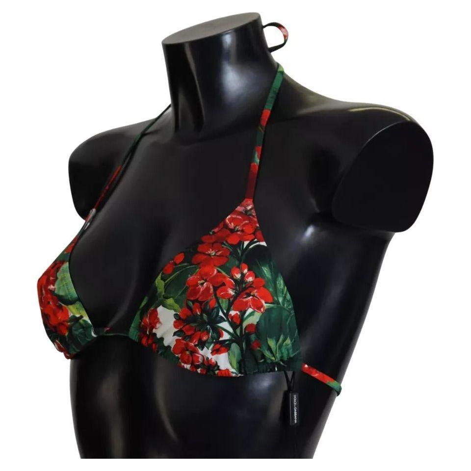 Dolce & Gabbana Multicolor Geranium Halter Beachwear Bikini Top Dolce & Gabbana