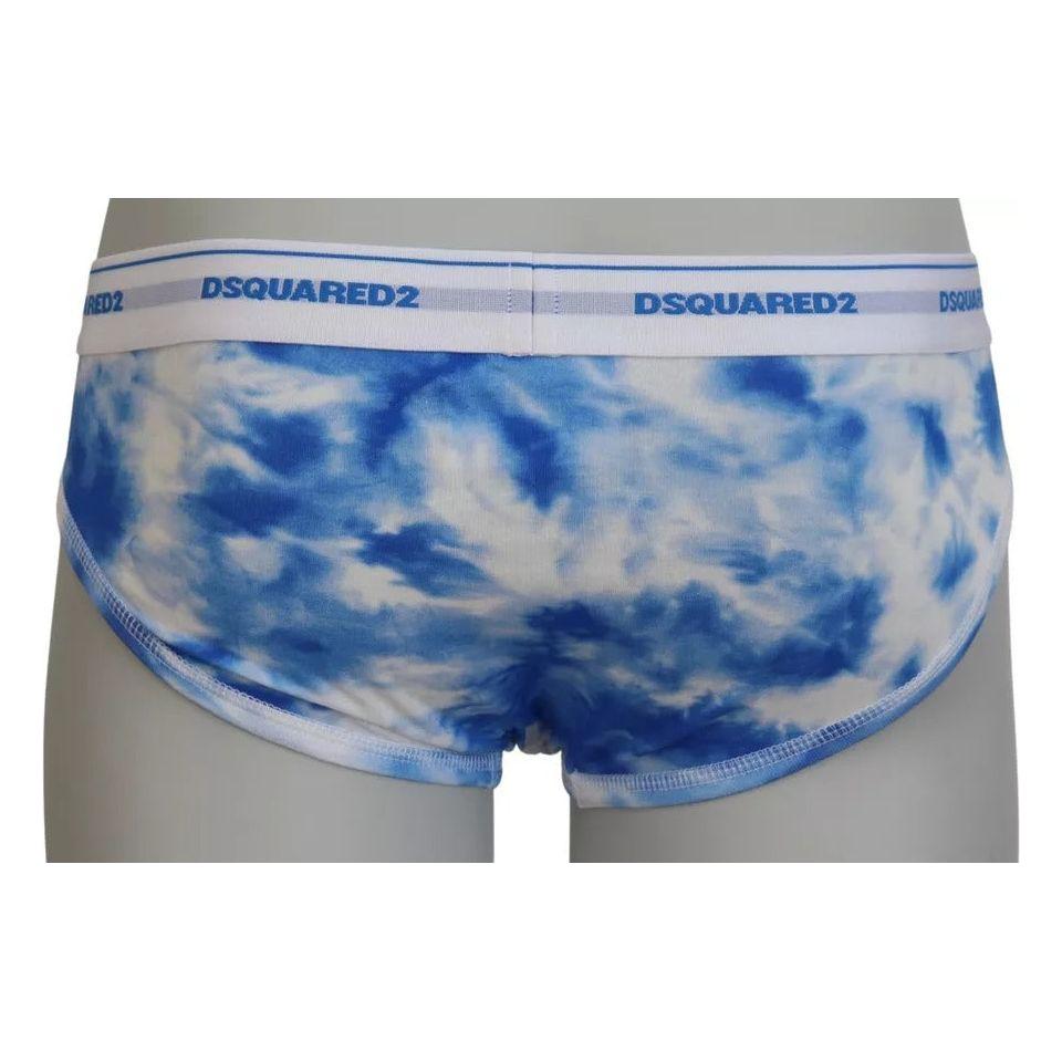 Dsquared² Blue Tie Dye Cotton Stretch Men Brief Underwear Dsquared²