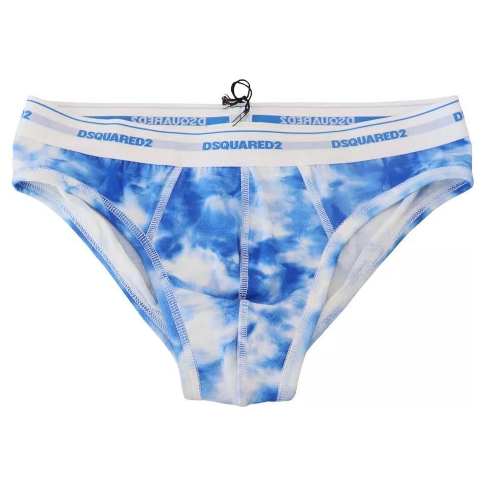 Dsquared² Blue Tie Dye Cotton Stretch Men Brief Underwear Dsquared²