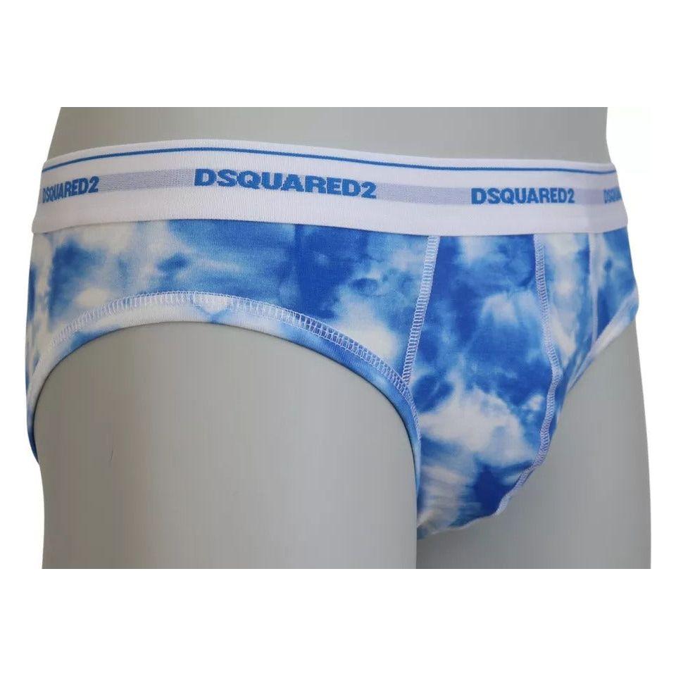 Dsquared² Blue Tie Dye Cotton Stretch Men Brief Underwear Dsquared²