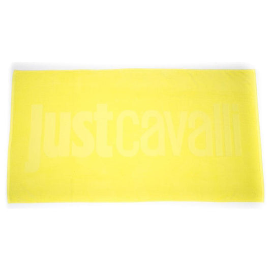 Just Cavalli Yellow Cotton Men Beach Towel Just Cavalli