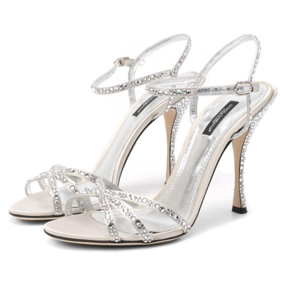 Dolce & Gabbana Gray Leather Di Calfskin Sandal Dolce & Gabbana