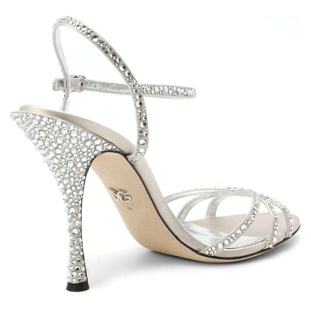 Dolce & Gabbana Gray Leather Di Calfskin Sandal Dolce & Gabbana