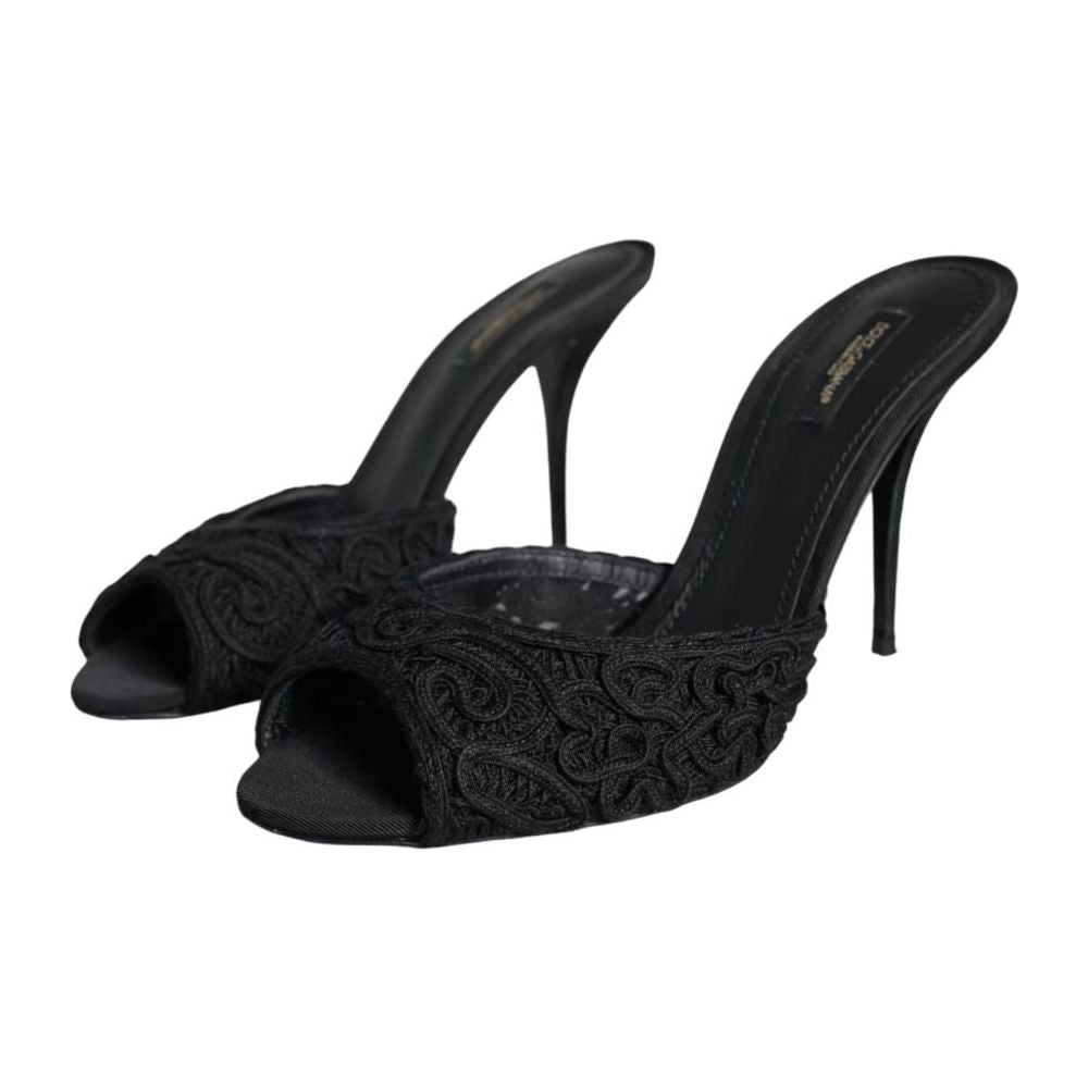 Dolce & Gabbana Black Cotton Sandal