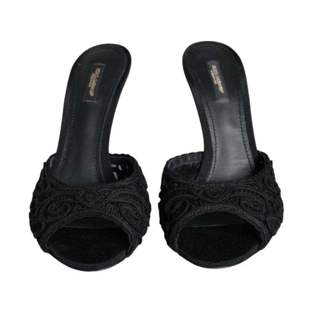 Dolce & Gabbana Black Cotton Sandal