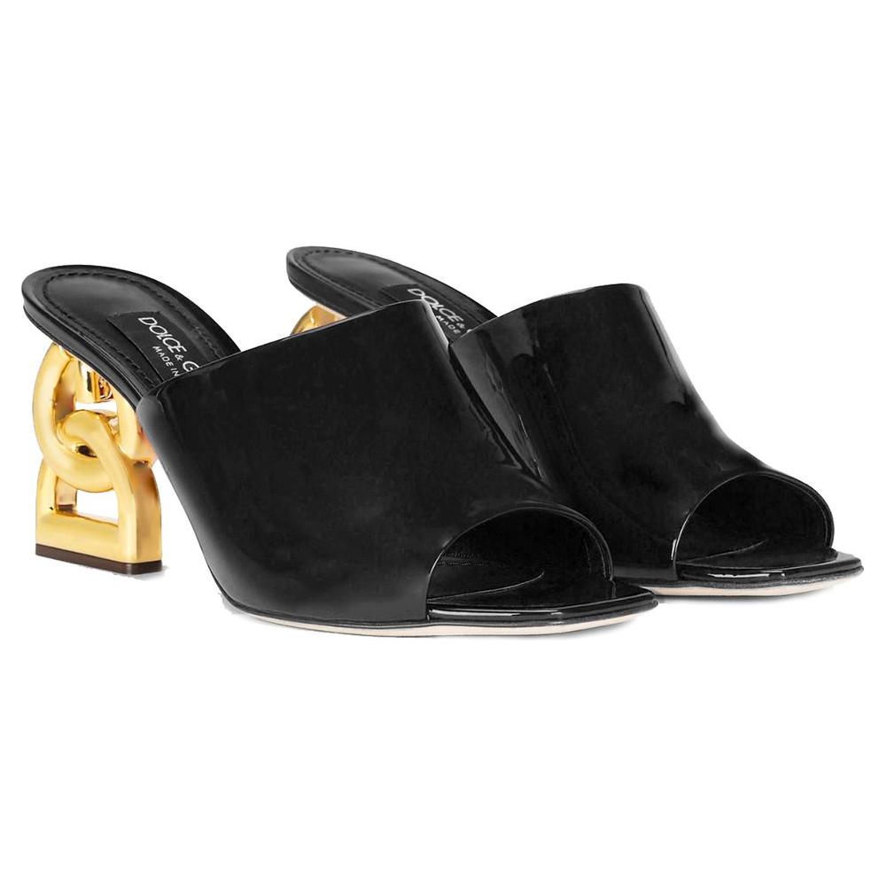 Dolce & Gabbana Black Leather Di Calfskin Sandal Dolce & Gabbana