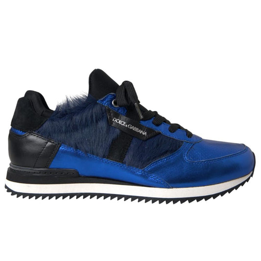 Dolce & Gabbana Blue Leather Di Lambskin Sneaker Dolce & Gabbana