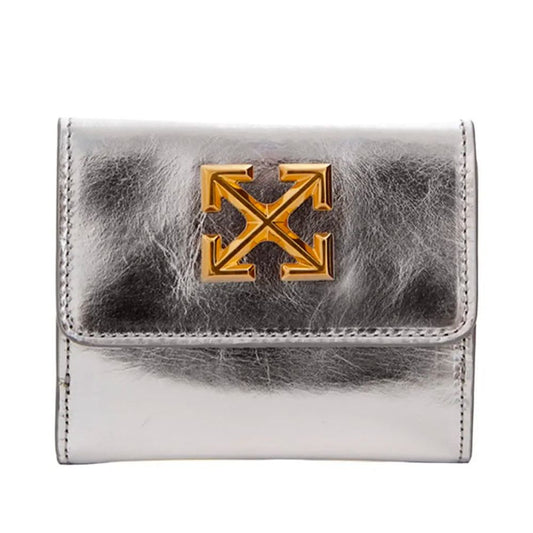 Off-White Silver Leather Women Wallet Off-White