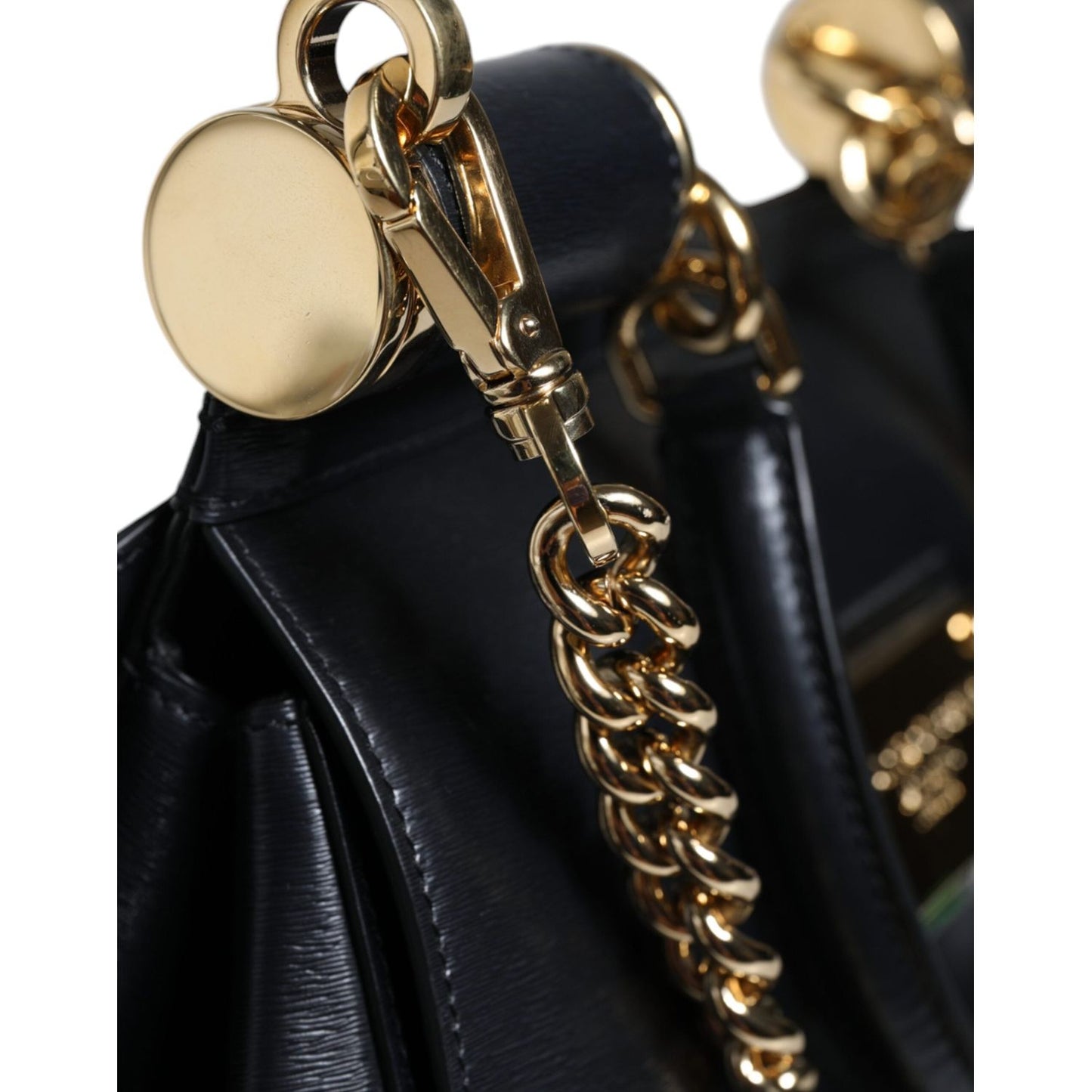 Dolce & Gabbana Black Calfskin Leather SICILY Chain Strap Crossbody Bag Dolce & Gabbana