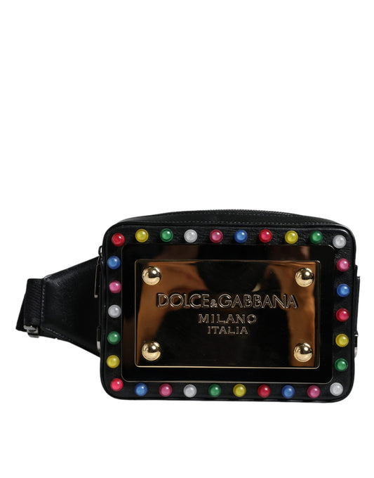 Dolce & Gabbana Black Leather LED Logo Belt Waist Fanny Pack Bag Dolce & Gabbana