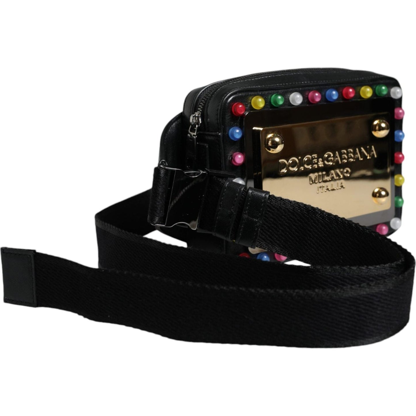 Dolce & Gabbana Black Leather LED Logo Belt Waist Fanny Pack Bag Dolce & Gabbana