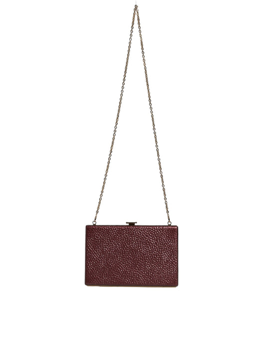 Dolce & Gabbana Maroon Leather Clutch Evening Crossbody Bag Dolce & Gabbana