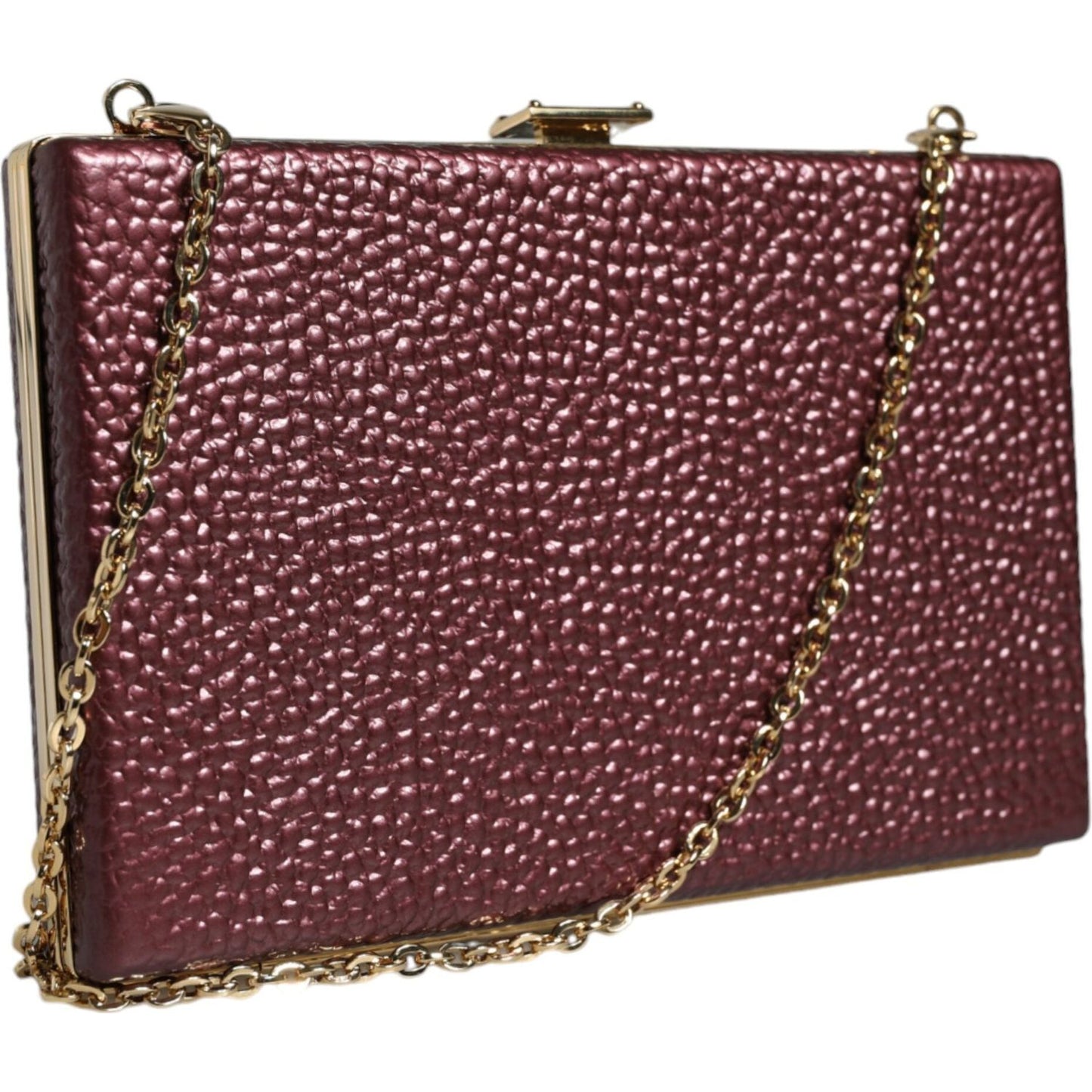 Dolce & Gabbana Maroon Leather Clutch Evening Crossbody Bag Dolce & Gabbana