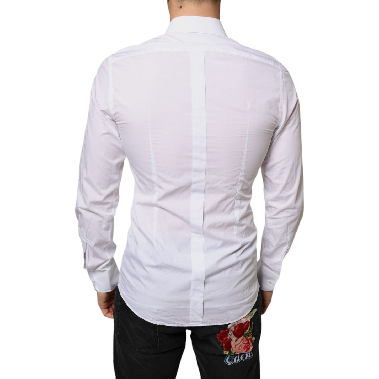 Dolce & Gabbana White Bib Cotton Poplin Formal Dress Shirt Dolce & Gabbana